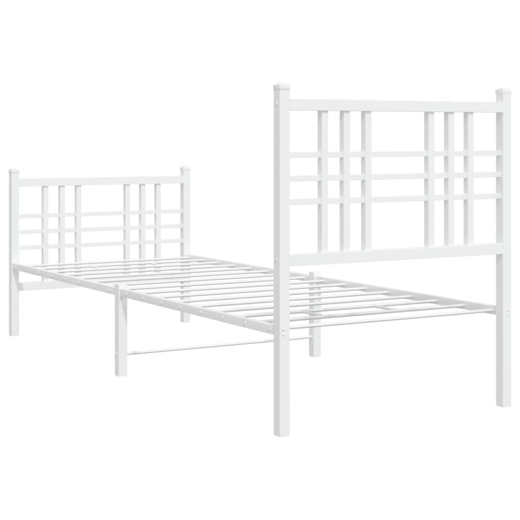 Metalni okvir kreveta uzglavlje i podnožje bijeli 80x200 cm