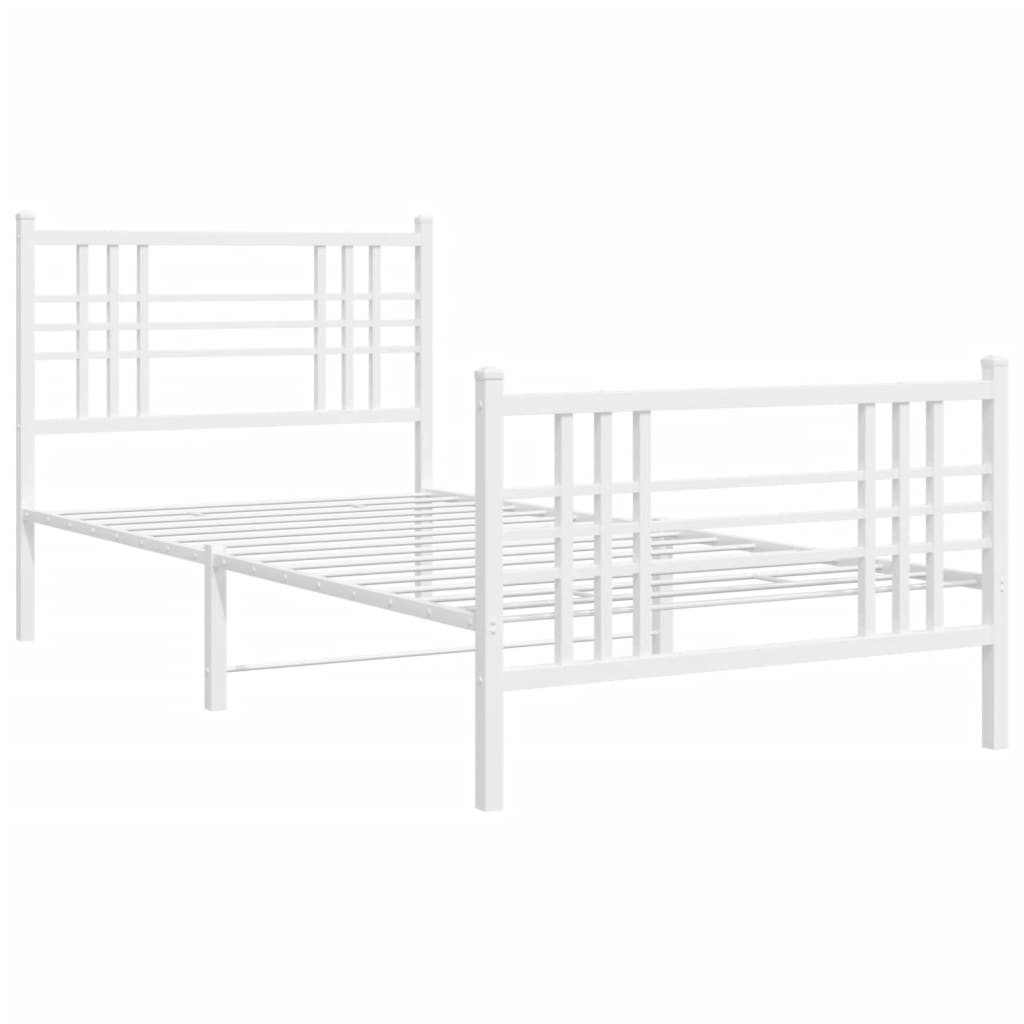 Metalni okvir kreveta uzglavlje i podnožje bijeli 90x190 cm