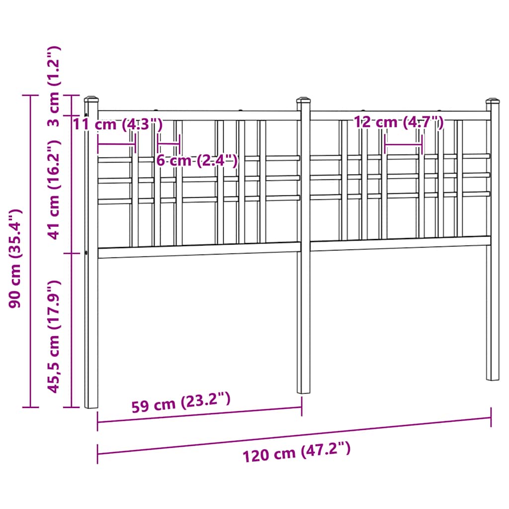 Metalno zamjensko uzglavlje bijelo 120 cm