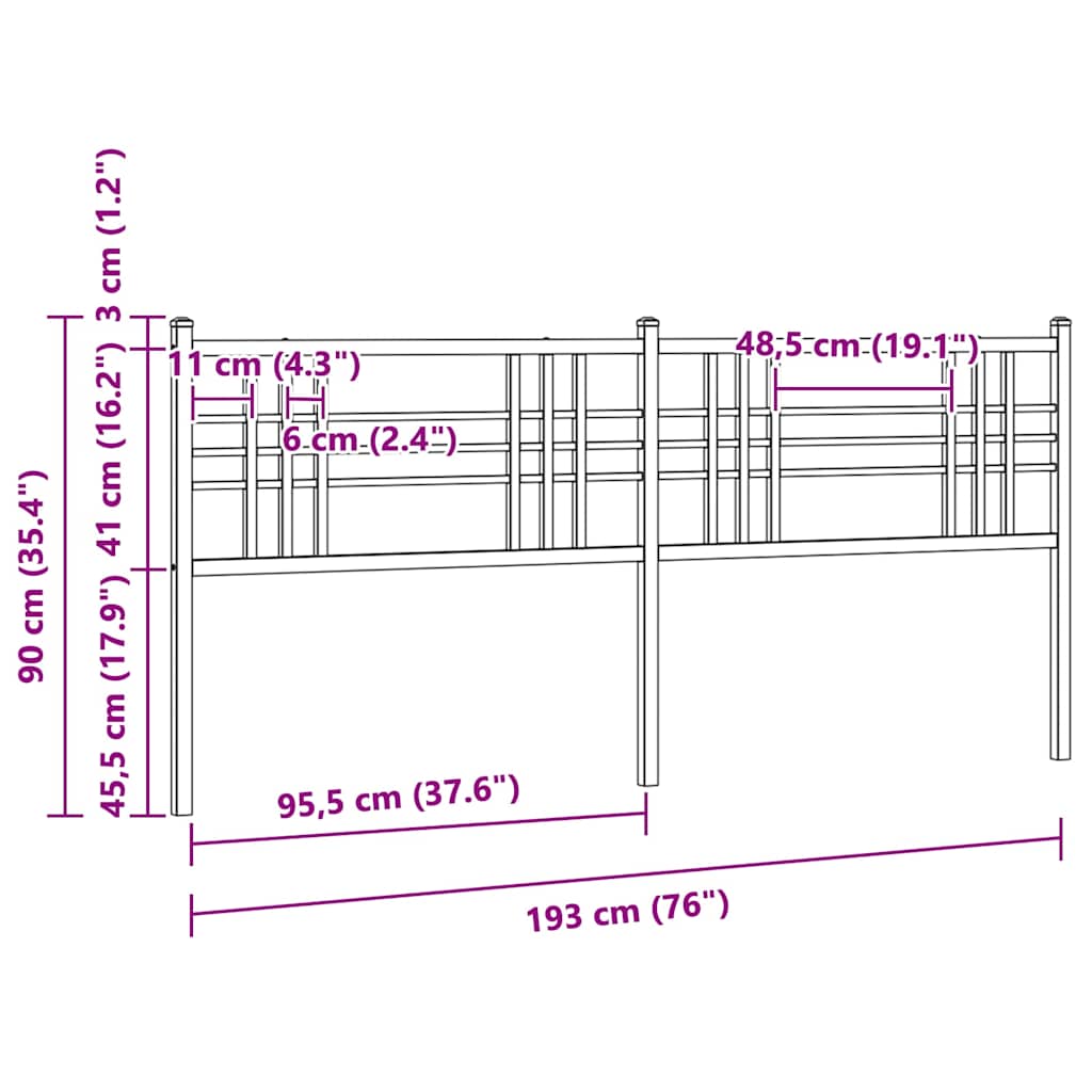 Metalno zamjensko uzglavlje bijelo 193 cm