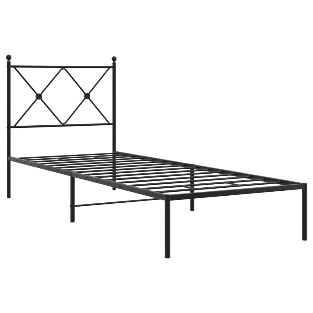 Metalni okvir za krevet s uzglavljem crni 80x200 cm