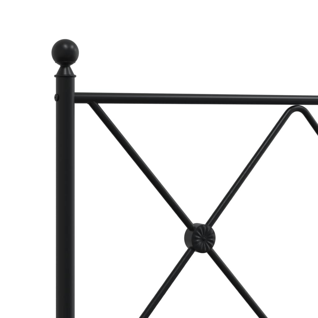 Metalni okvir za krevet s uzglavljem crni 80x200 cm
