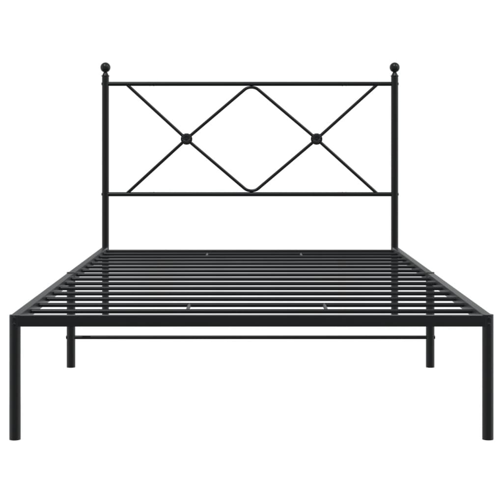 Metalni okvir za krevet s uzglavljem crni 107x203 cm