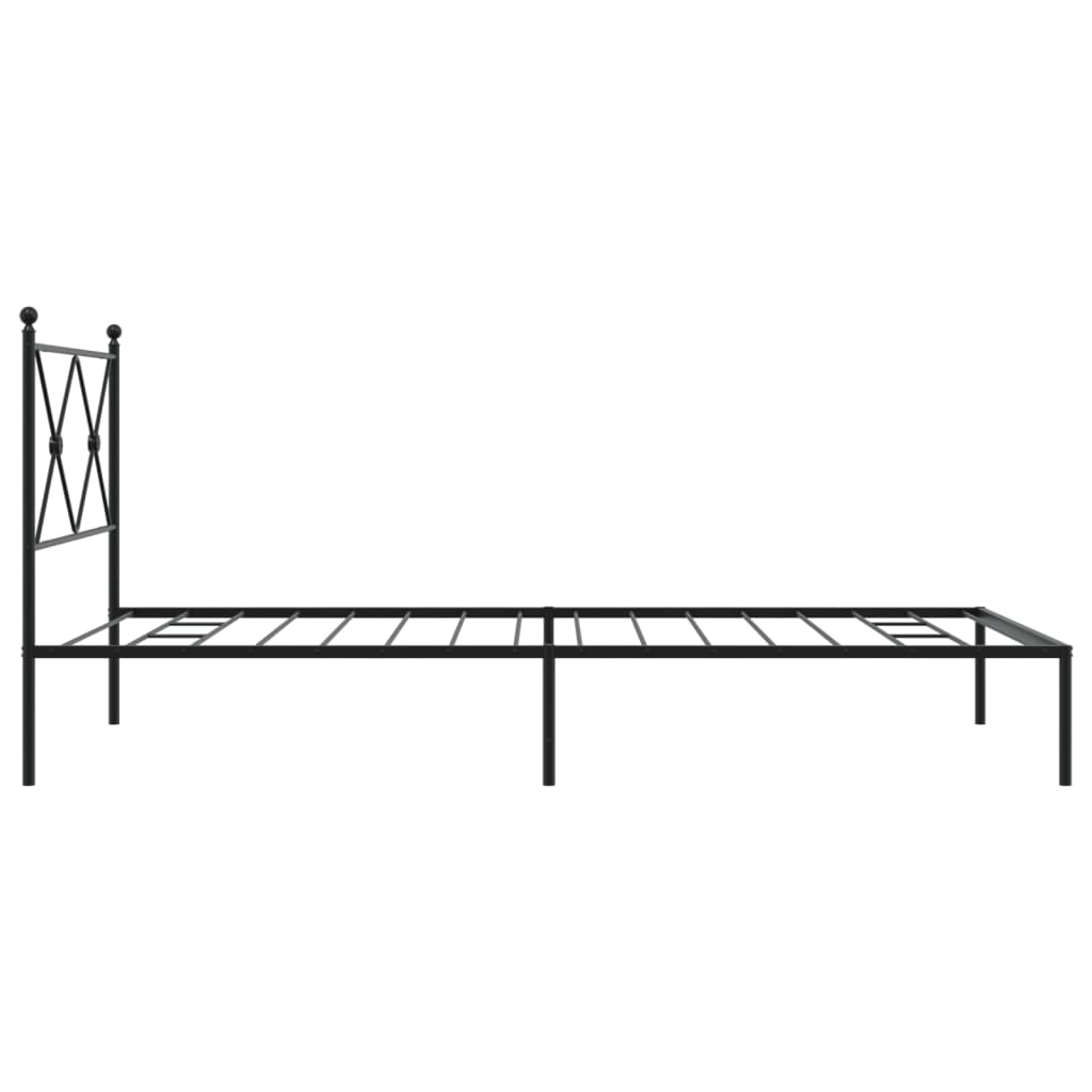 Metalni okvir za krevet s uzglavljem crni 107x203 cm