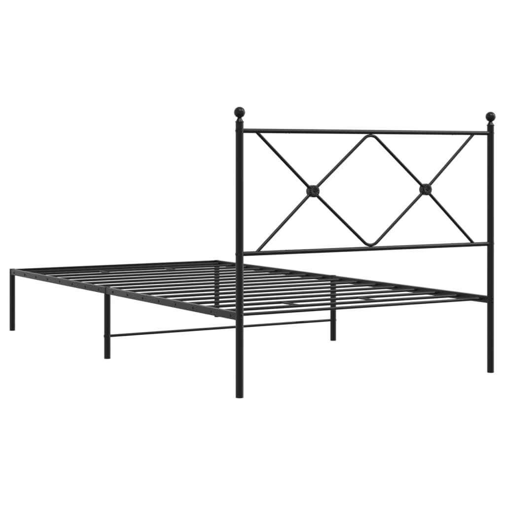 Metalni okvir za krevet s uzglavljem crni 107x203 cm