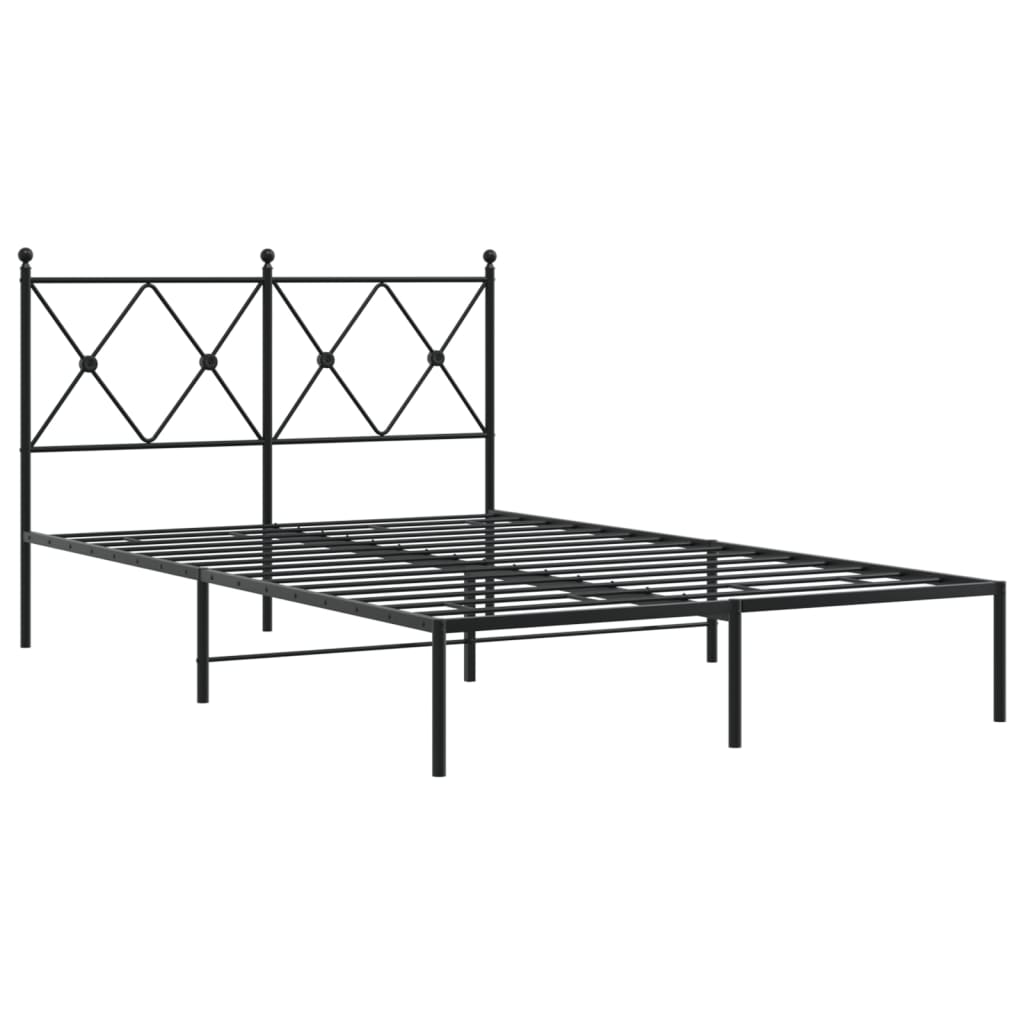 Metalni okvir za krevet s uzglavljem crni 120x200 cm