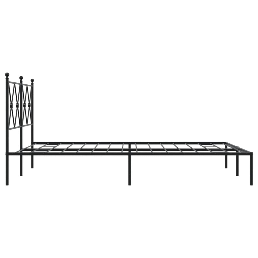 Metalni okvir za krevet s uzglavljem crni 135x190 cm