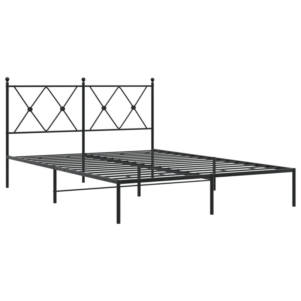 Metalni okvir za krevet s uzglavljem crni 140x190 cm