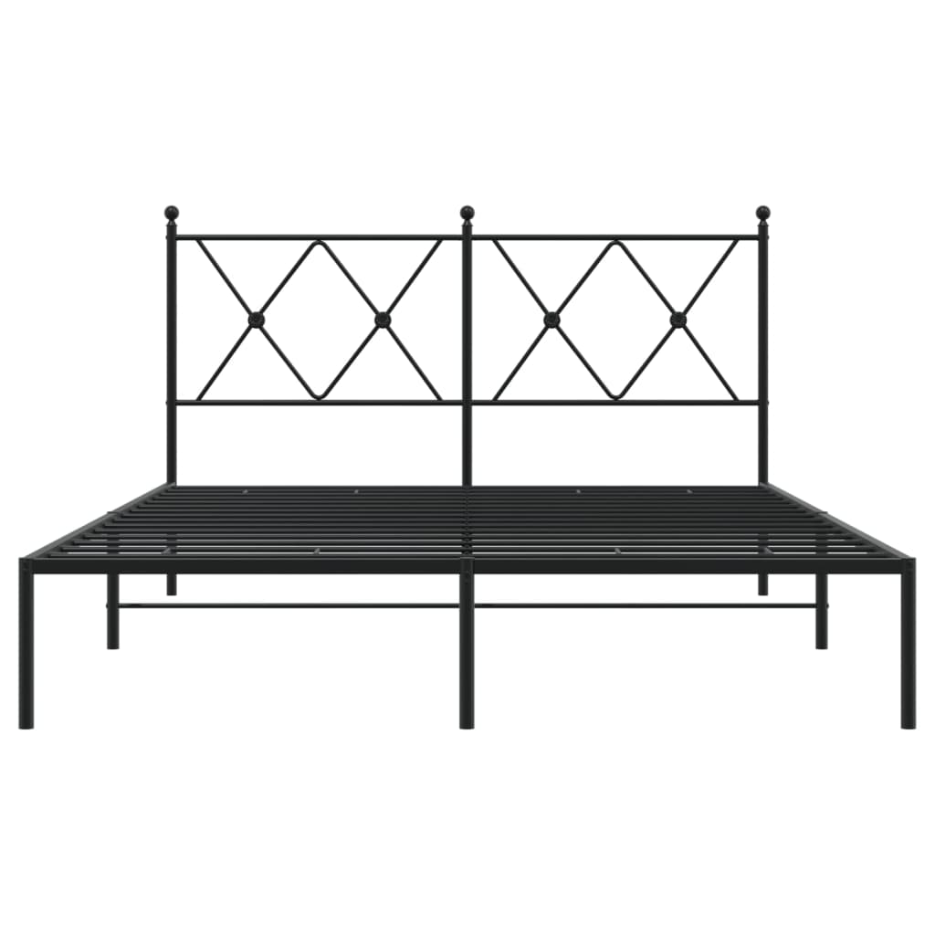 Metalni okvir za krevet s uzglavljem crni 140x190 cm