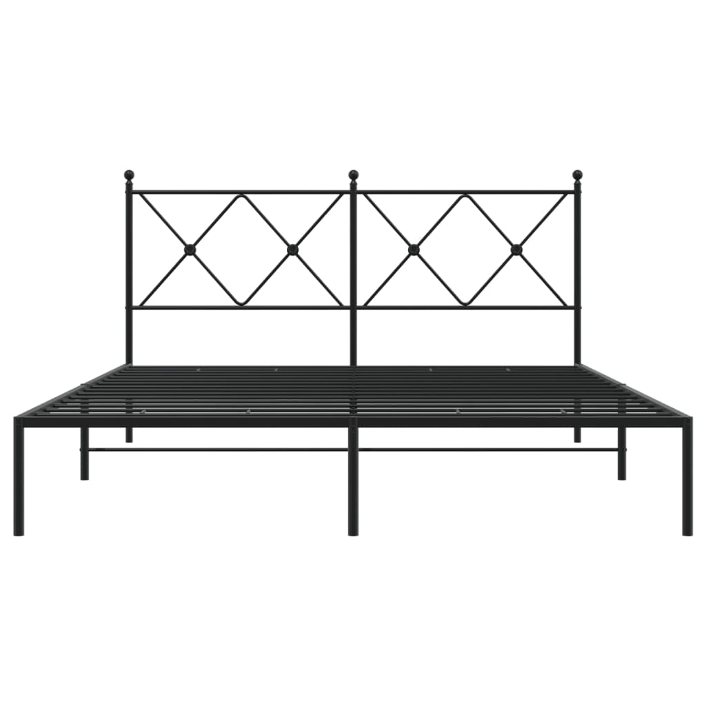 Metalni okvir za krevet s uzglavljem crni 160x200 cm