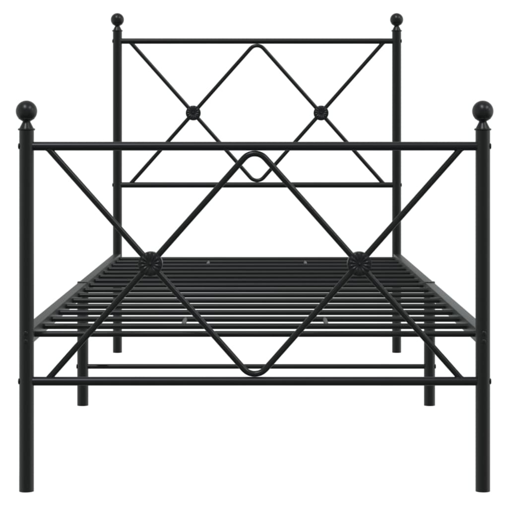 Metalni okvir kreveta uzglavlje i podnožje crni 75x190 cm