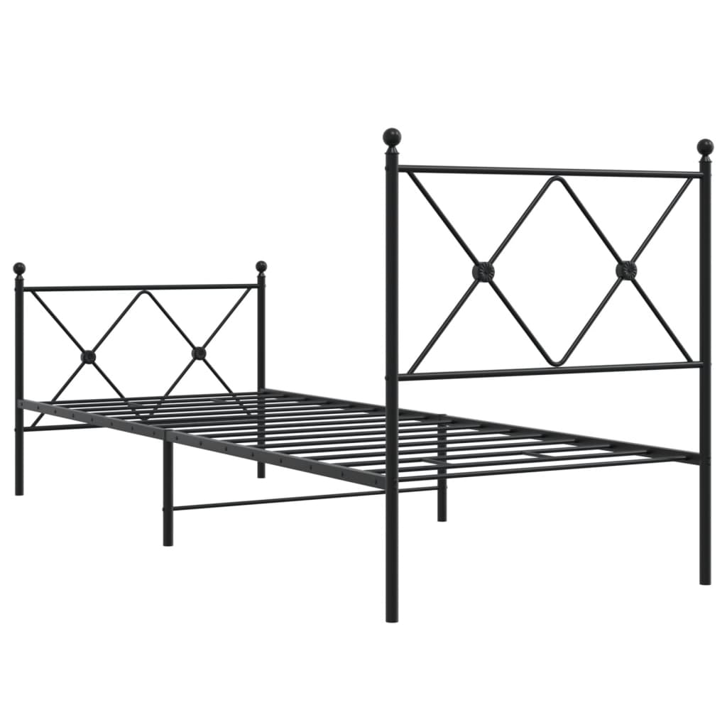 Metalni okvir kreveta uzglavlje i podnožje crni 80x200 cm