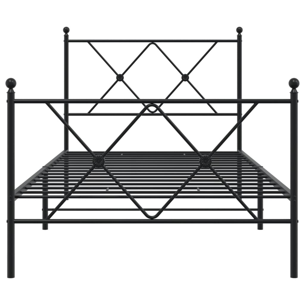 Metalni okvir kreveta uzglavlje i podnožje crni 90 x 200 cm