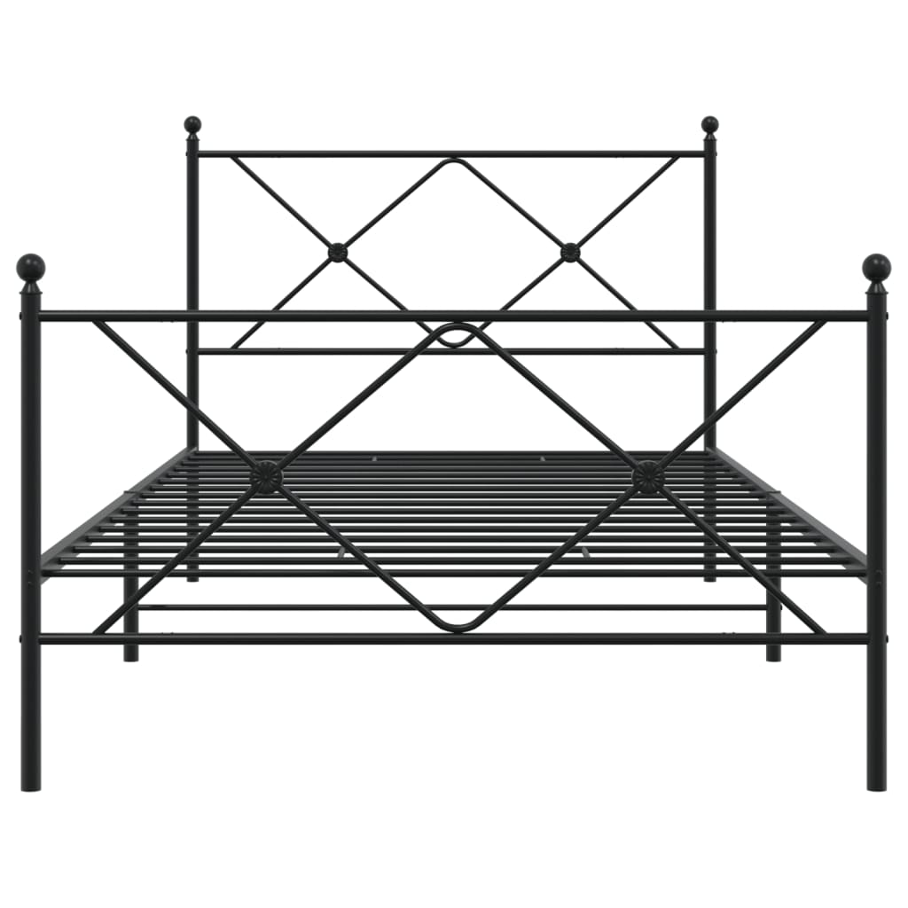 Metalni okvir kreveta uzglavlje i podnožje crni 100x190 cm