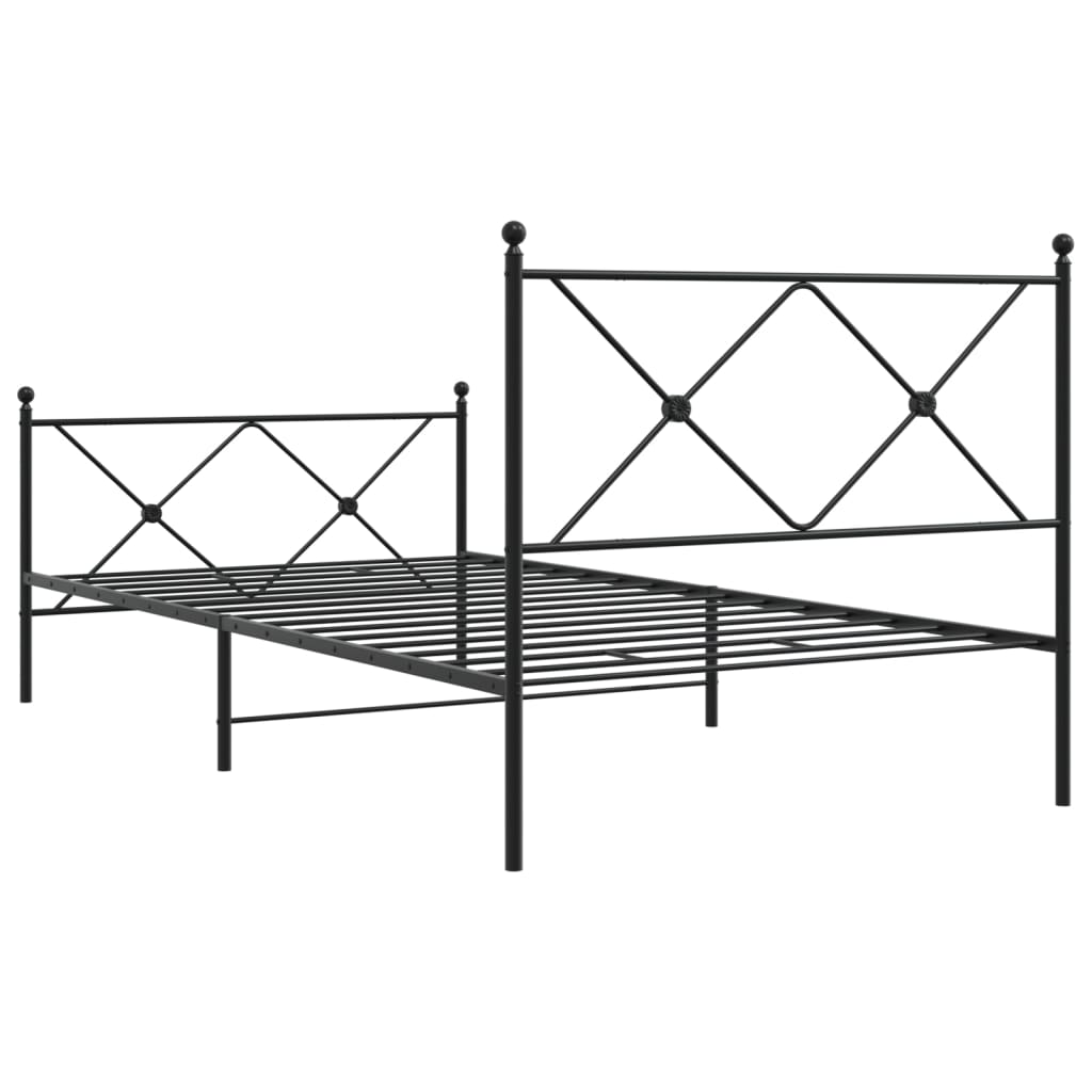 Metalni okvir kreveta uzglavlje i podnožje crni 100x190 cm
