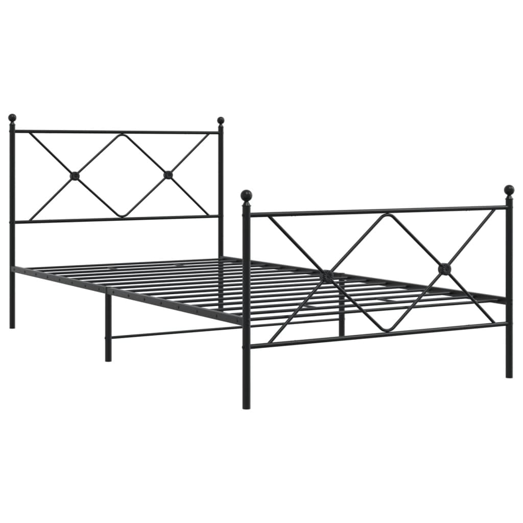 Metalni okvir kreveta uzglavlje i podnožje crni 100x200 cm