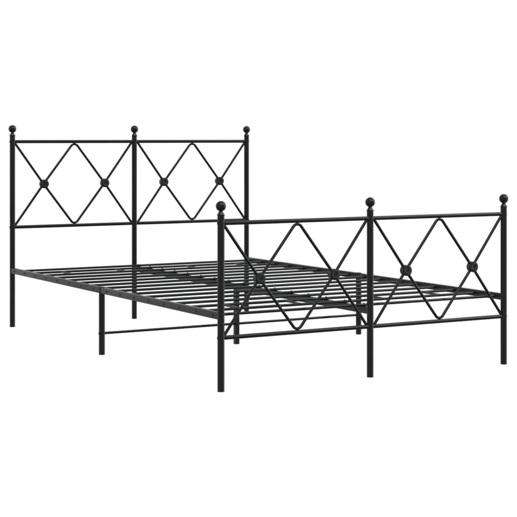 Metalni okvir kreveta uzglavlje i podnožje crni 120x190 cm