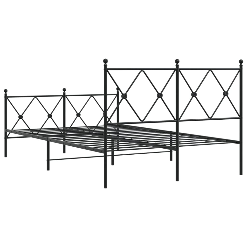 Metalni okvir kreveta uzglavlje i podnožje crni 120x190 cm