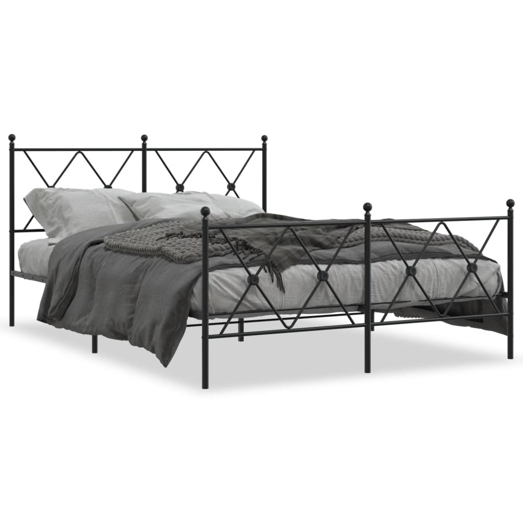 Metalni okvir kreveta uzglavlje i podnožje crni 137x190 cm
