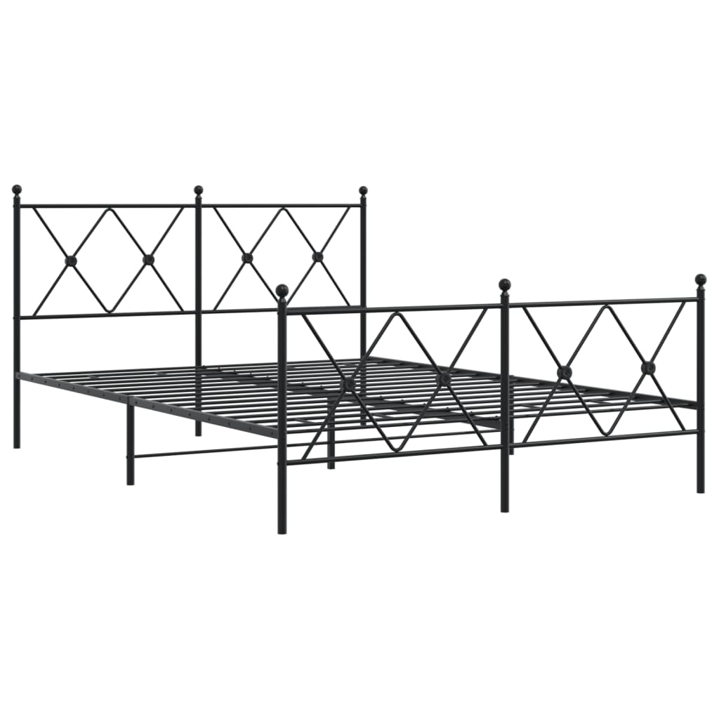 Metalni okvir kreveta uzglavlje i podnožje crni 137x190 cm