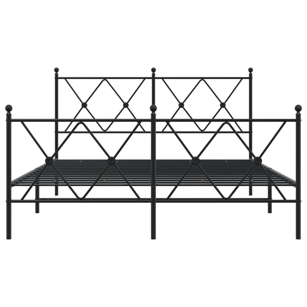 Metalni okvir kreveta uzglavlje i podnožje crni 137x190 cm