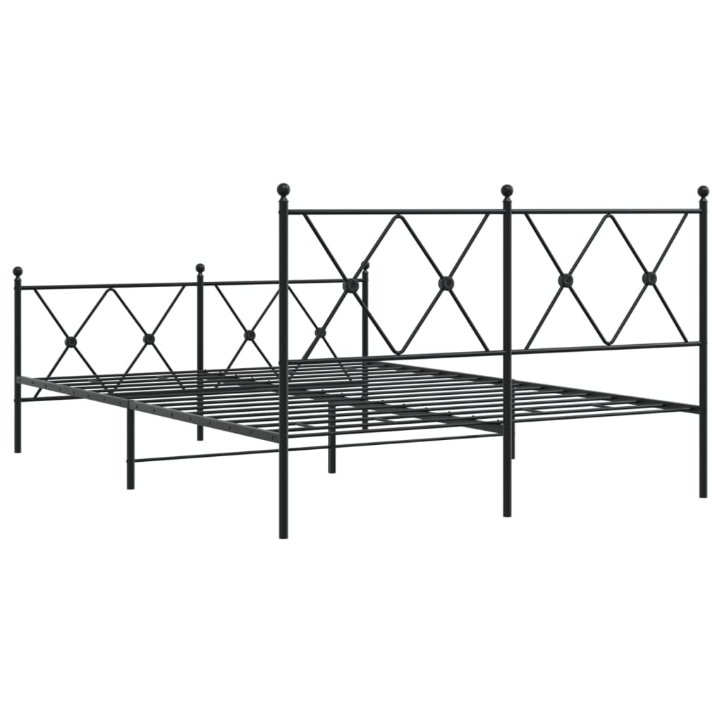 Metalni okvir kreveta uzglavlje i podnožje crni 137x190 cm