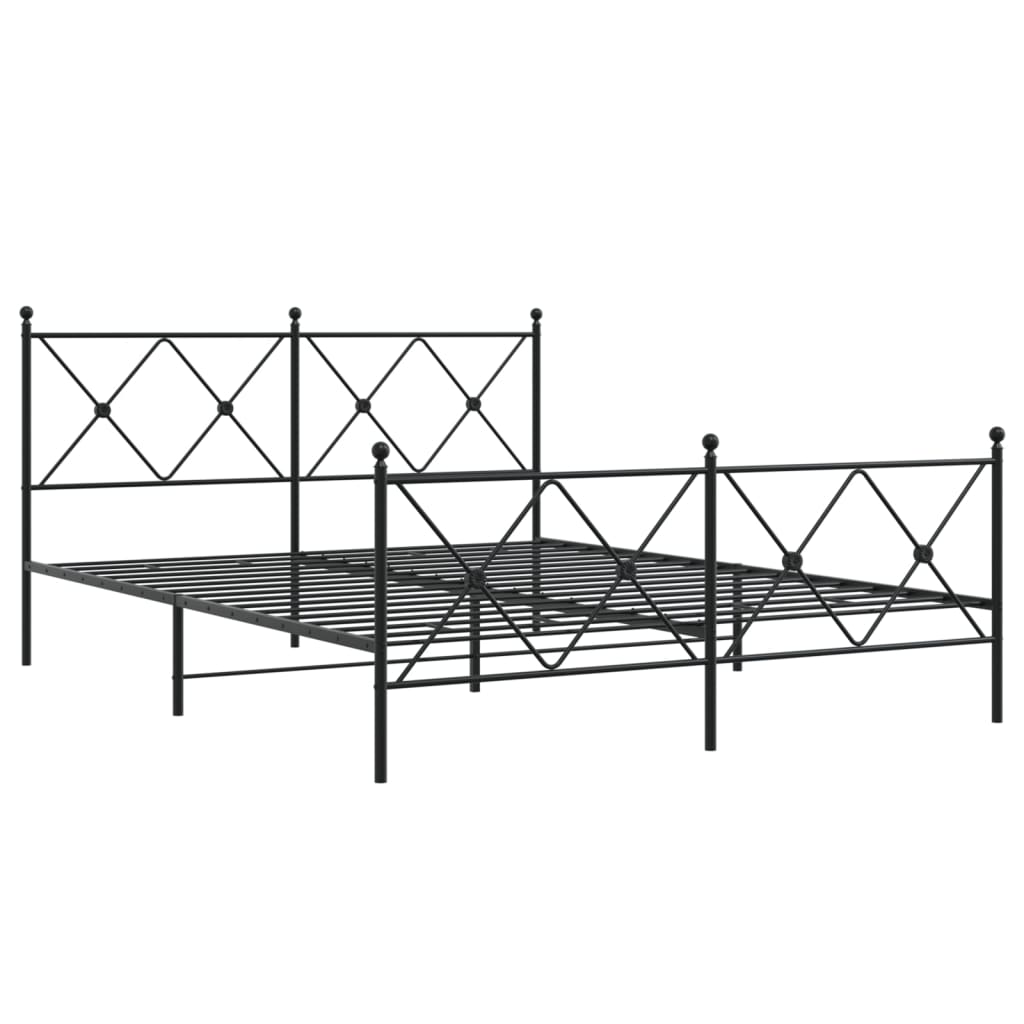 Metalni okvir kreveta uzglavlje i podnožje crni 150x200 cm