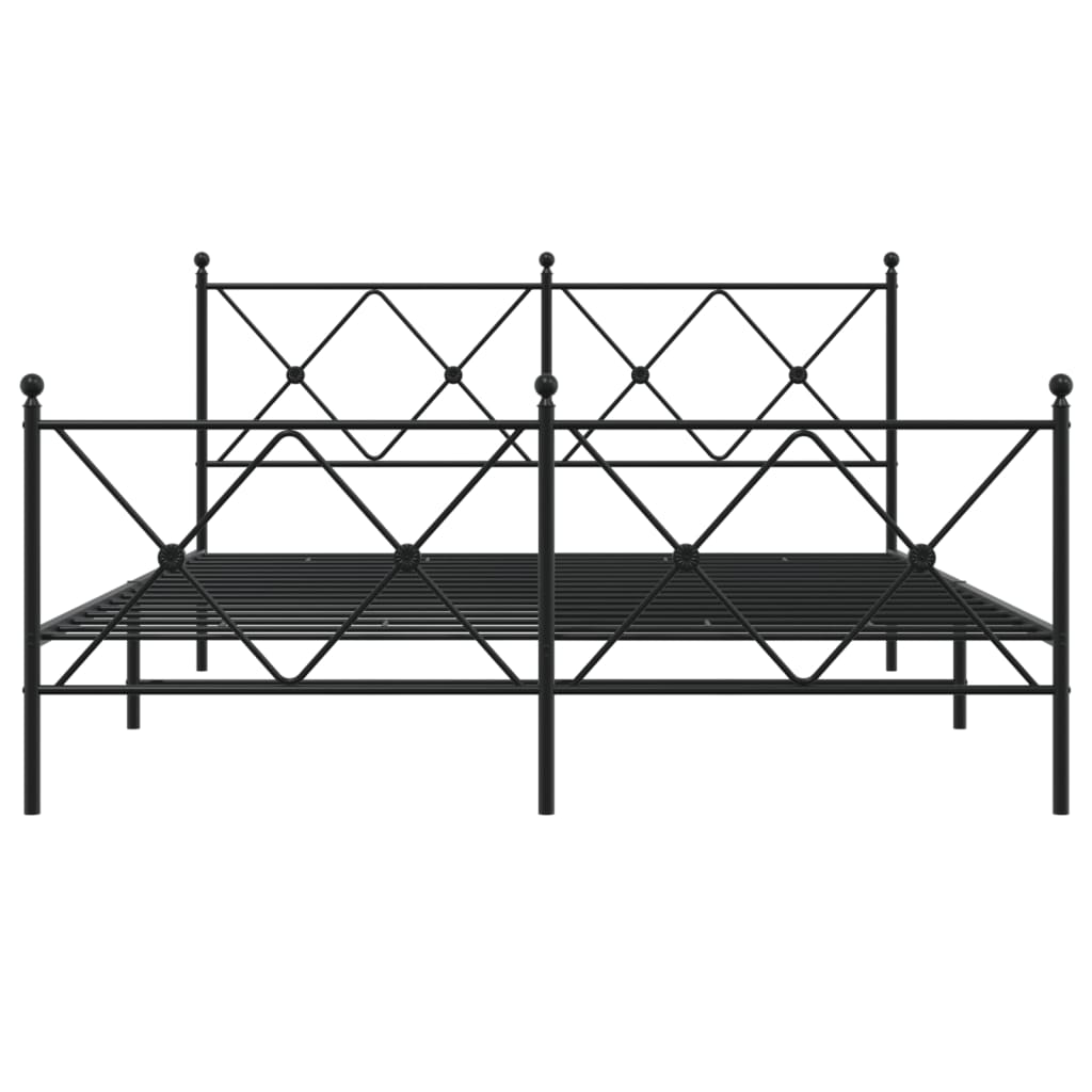 Metalni okvir kreveta uzglavlje i podnožje crni 150x200 cm