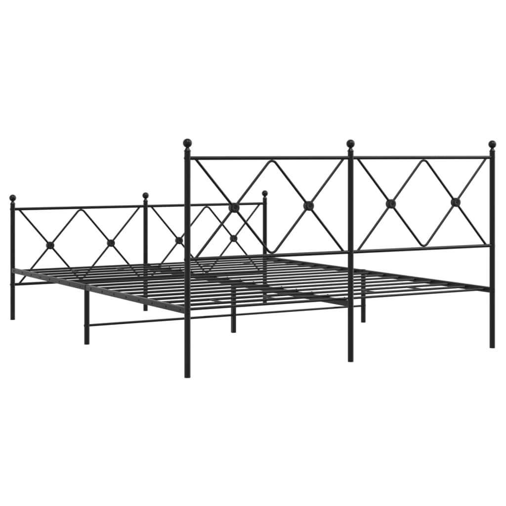 Metalni okvir kreveta uzglavlje i podnožje crni 150x200 cm
