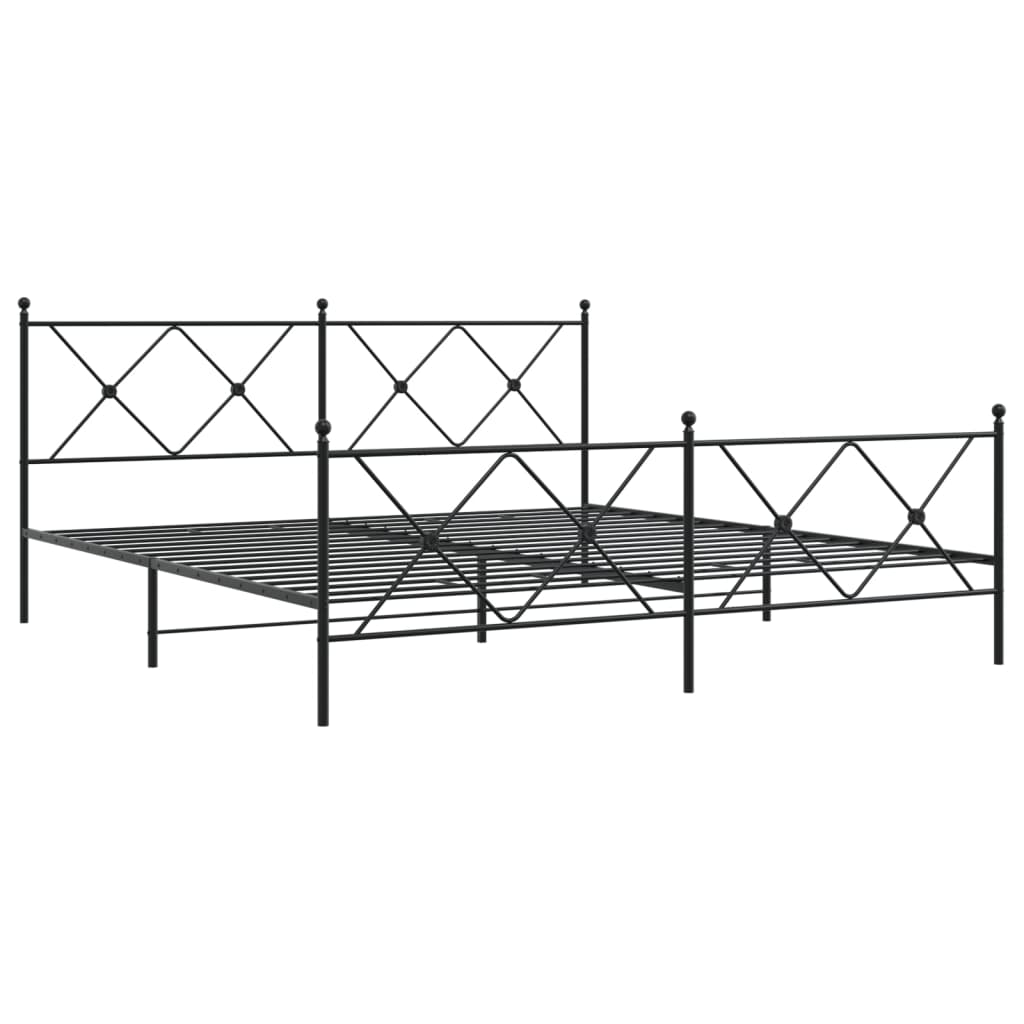 Metalni okvir kreveta uzglavlje i podnožje crni 183x213 cm