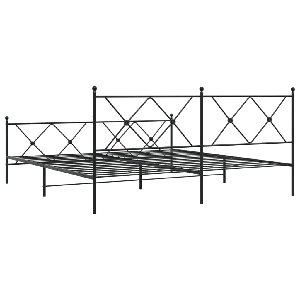 Metalni okvir kreveta uzglavlje i podnožje crni 183x213 cm