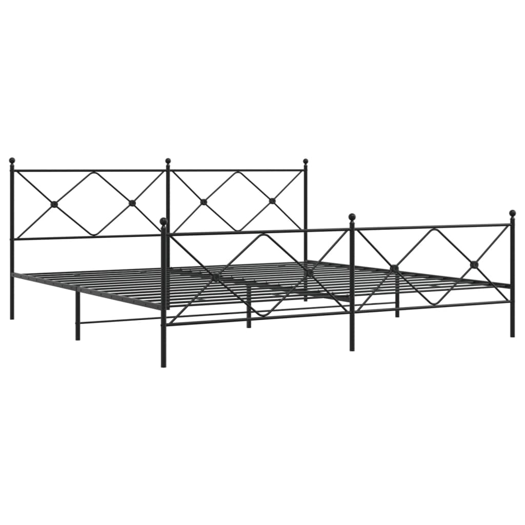 Metalni okvir kreveta uzglavlje i podnožje crni 193x203 cm