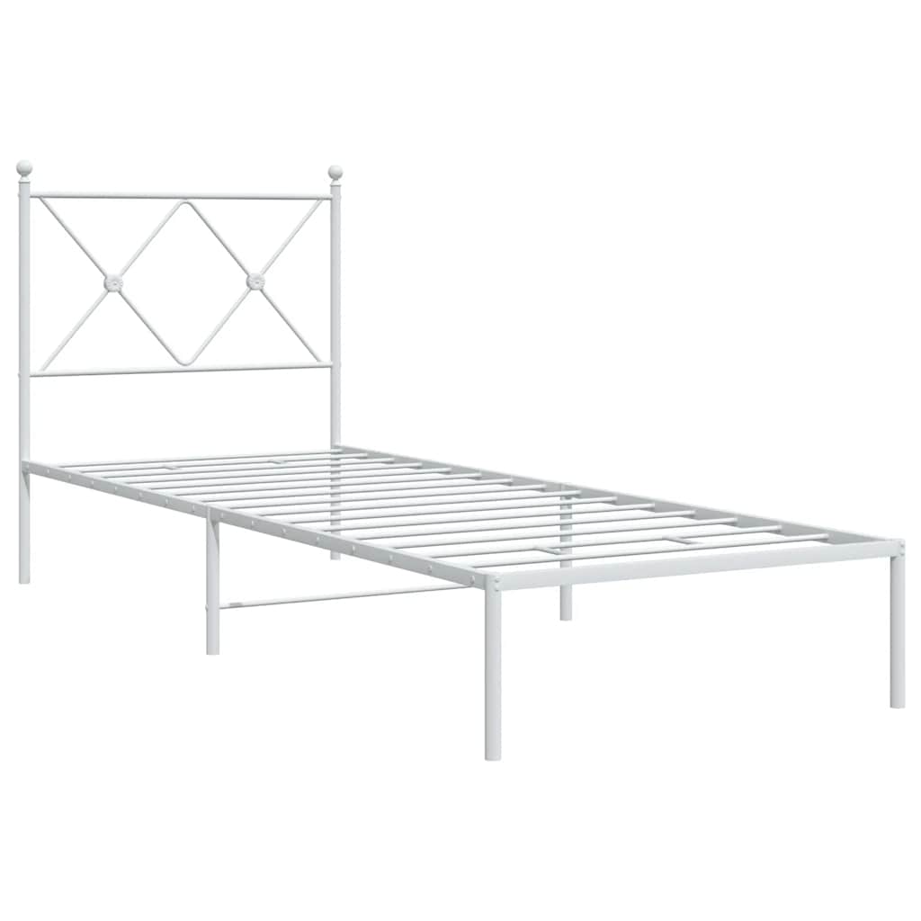 Metalni okvir za krevet s uzglavljem bijeli 80x200 cm