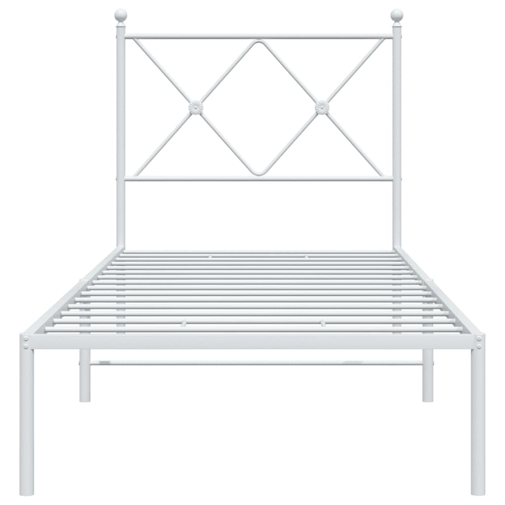 Metalni okvir za krevet s uzglavljem bijeli 80x200 cm