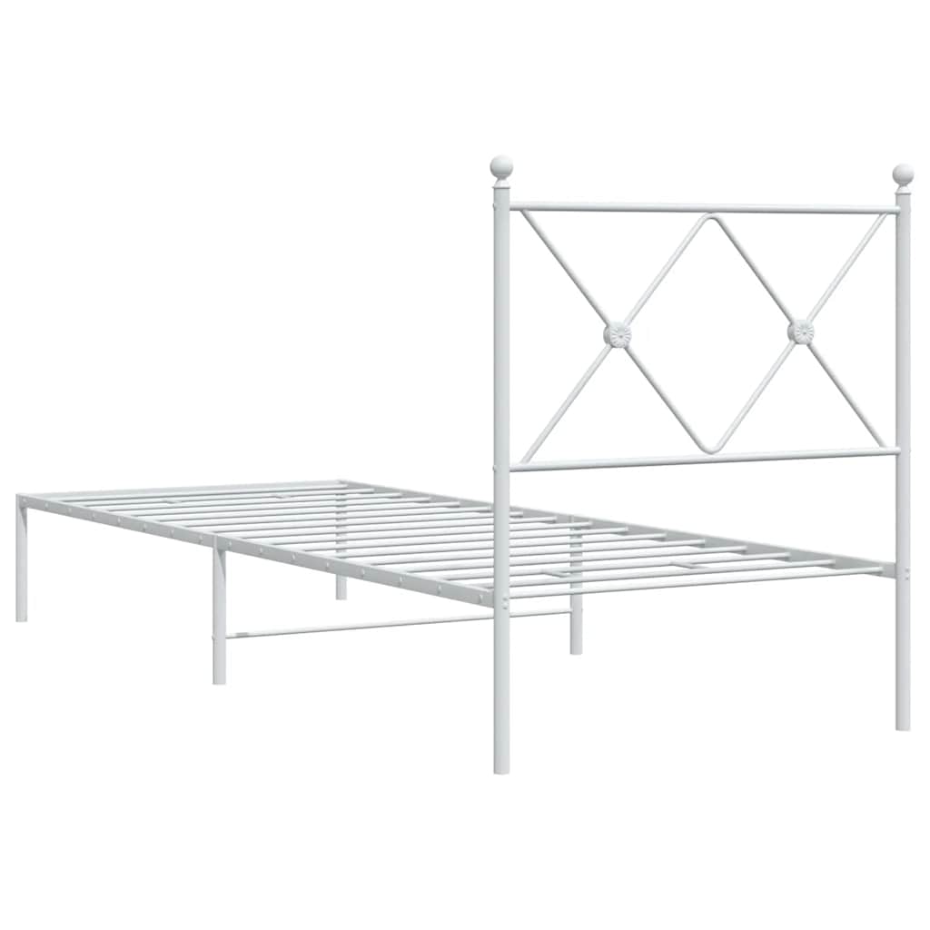 Metalni okvir za krevet s uzglavljem bijeli 80x200 cm