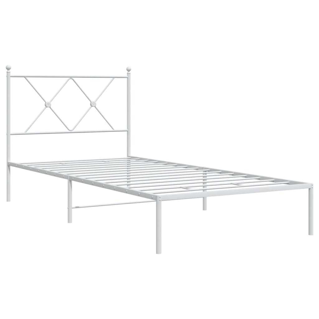 Metalni okvir za krevet s uzglavljem bijeli 90x200 cm