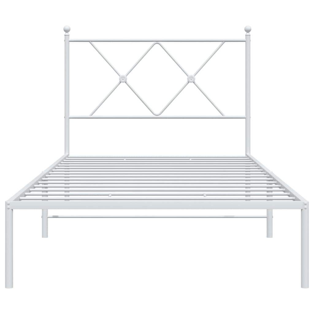 Metalni okvir za krevet s uzglavljem bijeli 90x200 cm