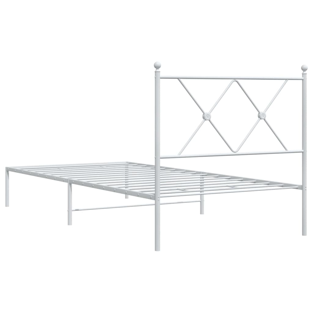 Metalni okvir za krevet s uzglavljem bijeli 90x200 cm