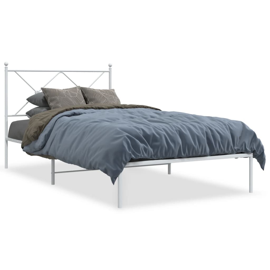 Metalni okvir za krevet s uzglavljem bijeli 100x190 cm