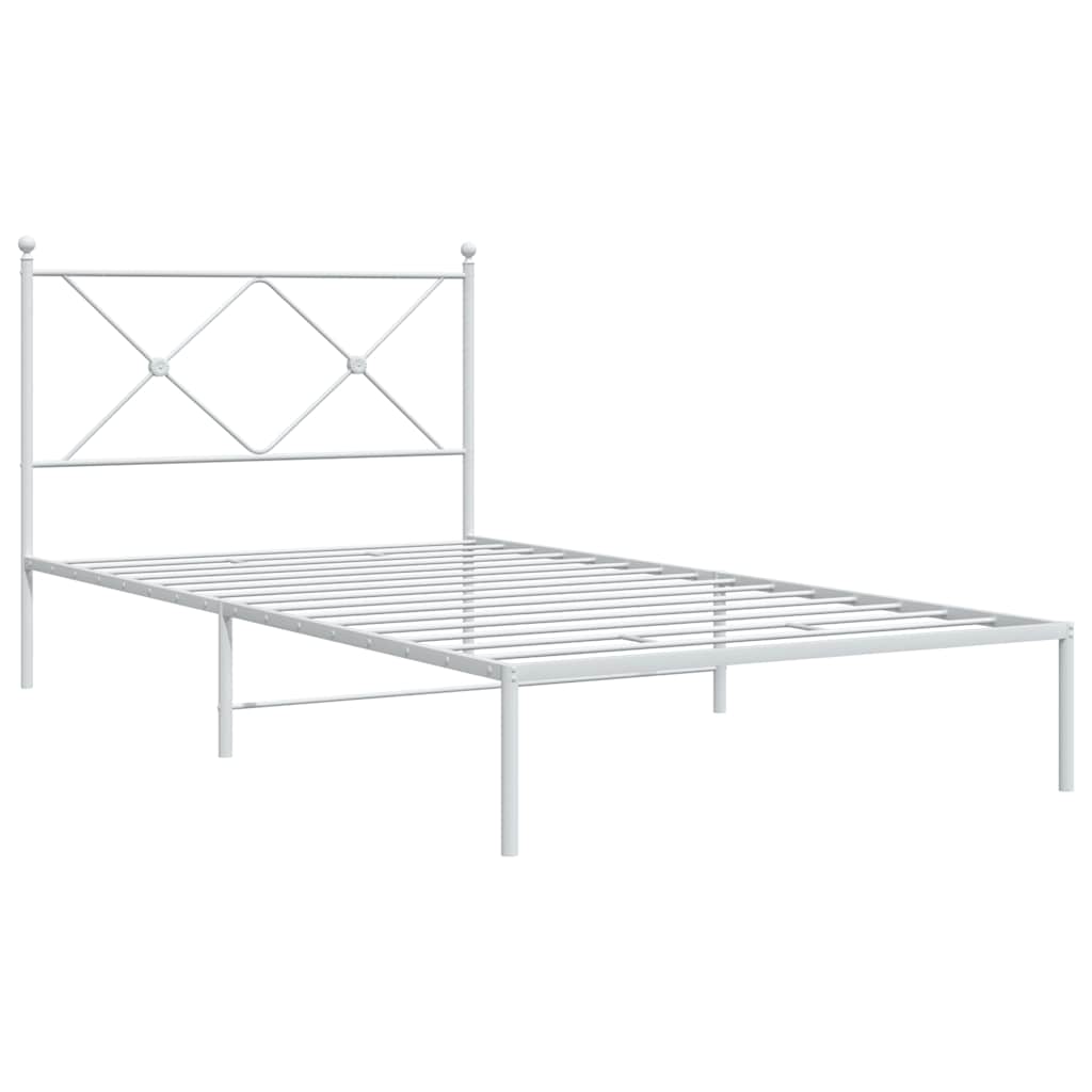 Metalni okvir za krevet s uzglavljem bijeli 100x190 cm