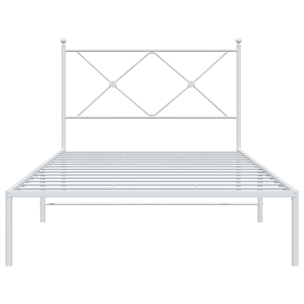 Metalni okvir za krevet s uzglavljem bijeli 100x190 cm