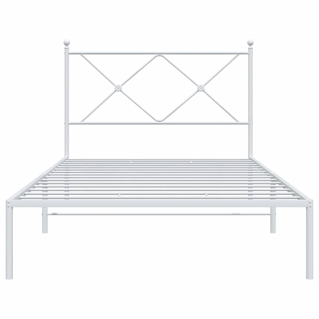 Metalni okvir za krevet s uzglavljem bijeli 100x190 cm