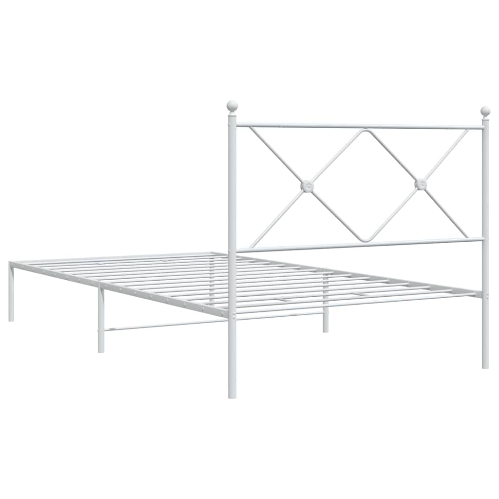 Metalni okvir za krevet s uzglavljem bijeli 100x190 cm