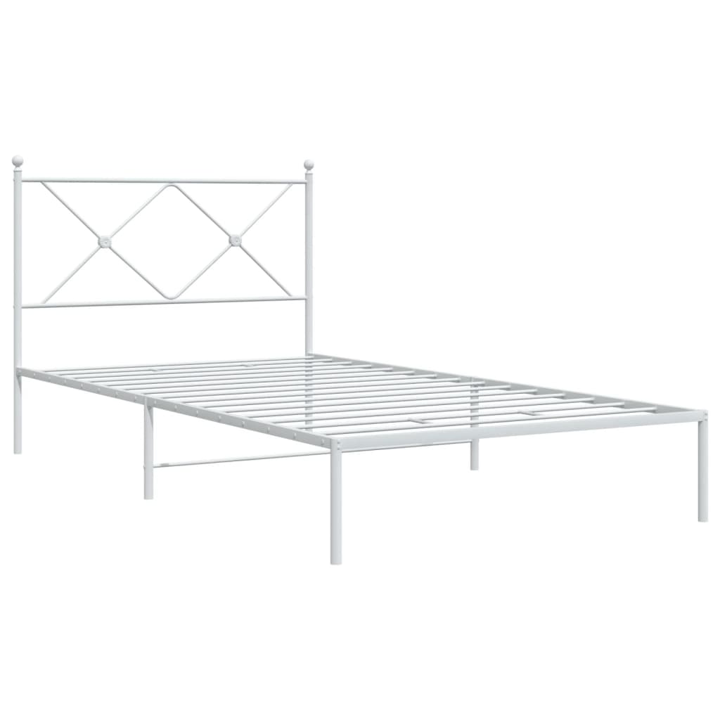 Metalni okvir za krevet s uzglavljem bijeli 100x200 cm
