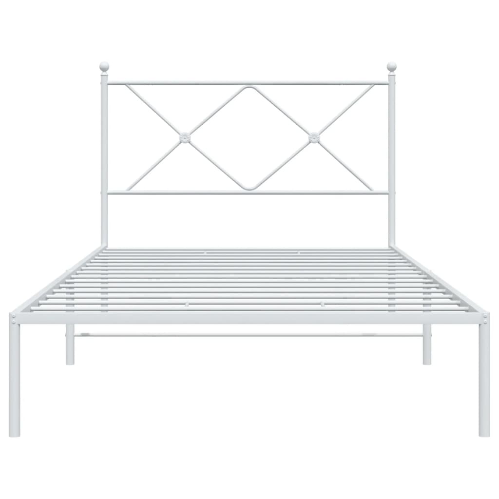 Metalni okvir za krevet s uzglavljem bijeli 100x200 cm