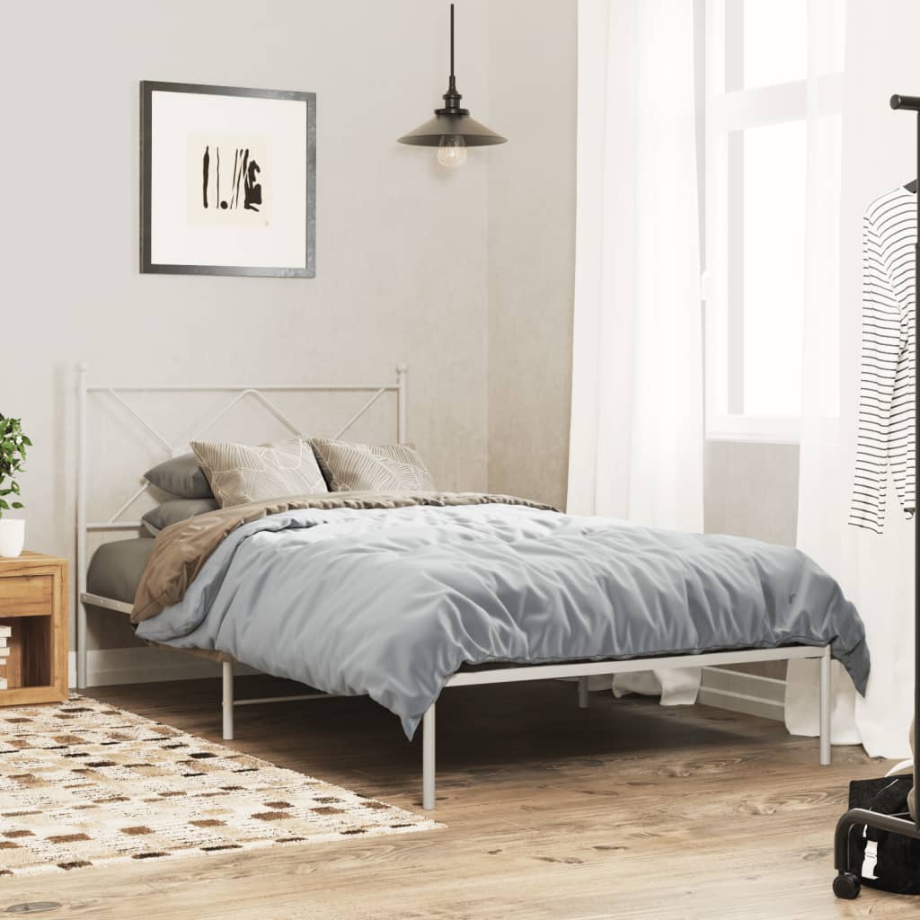 Metalni okvir za krevet s uzglavljem bijeli 107x203 cm