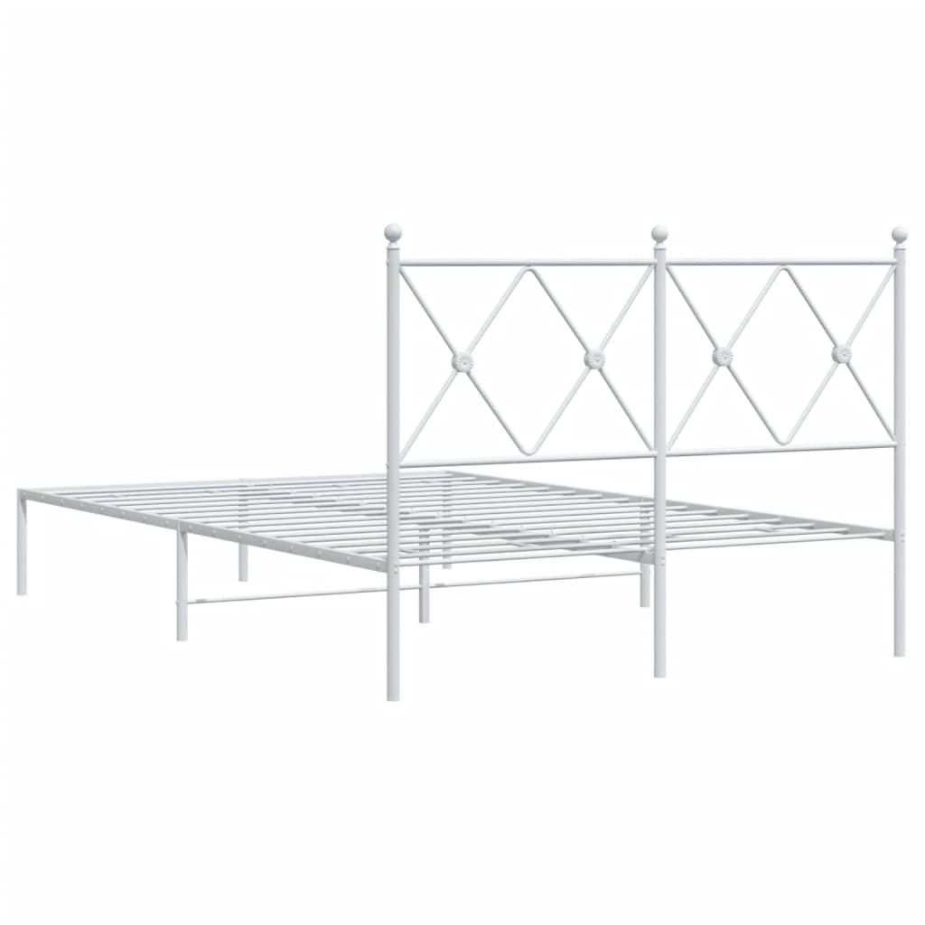Metalni okvir za krevet s uzglavljem bijeli 120x200 cm