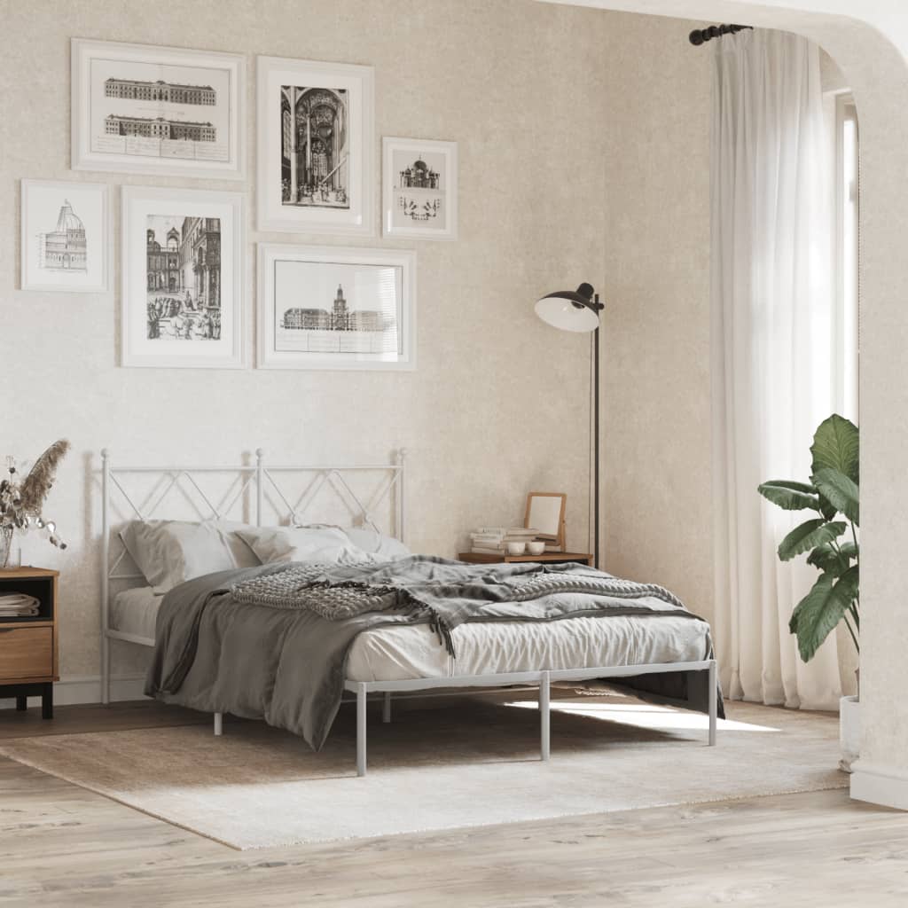 Metalni okvir za krevet s uzglavljem bijeli 120x200 cm
