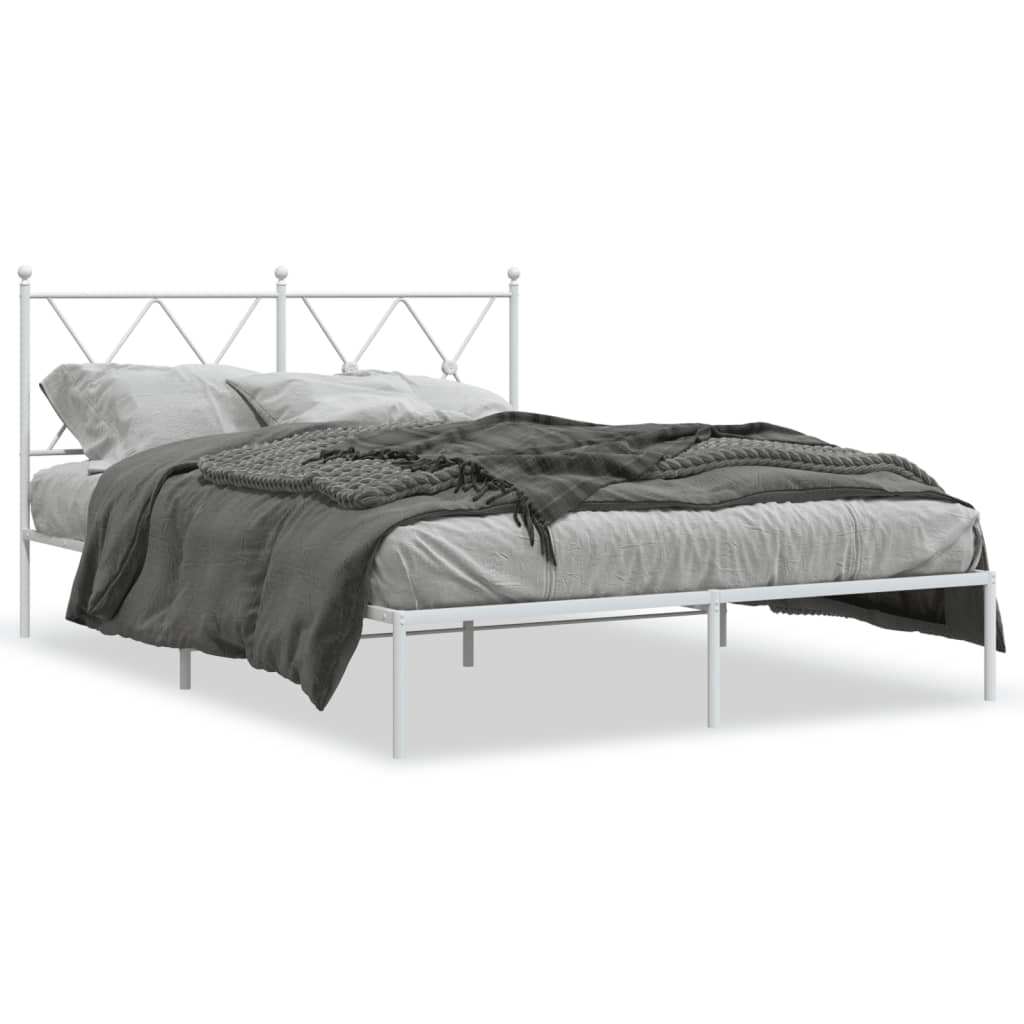 Metalni okvir za krevet s uzglavljem bijeli 135x190 cm