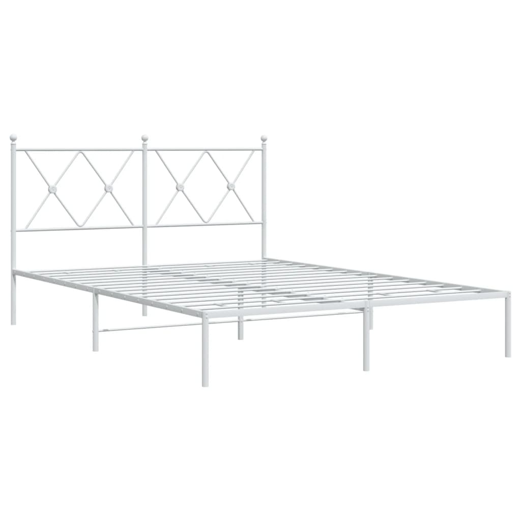 Metalni okvir za krevet s uzglavljem bijeli 135x190 cm